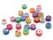 25 10mm Mixed Color Flower Polymer Clay Multi-Color Coin Beads